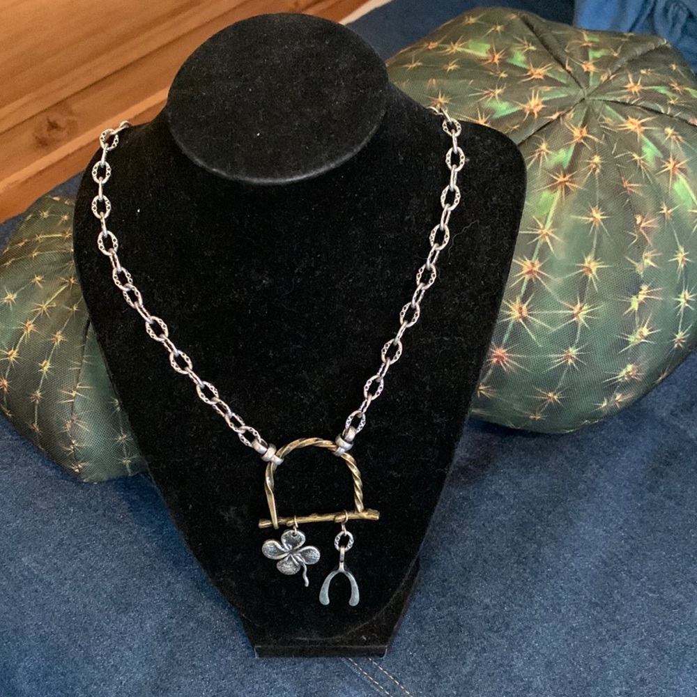 Perch Brand Lucky Clover and Wishbone Necklace